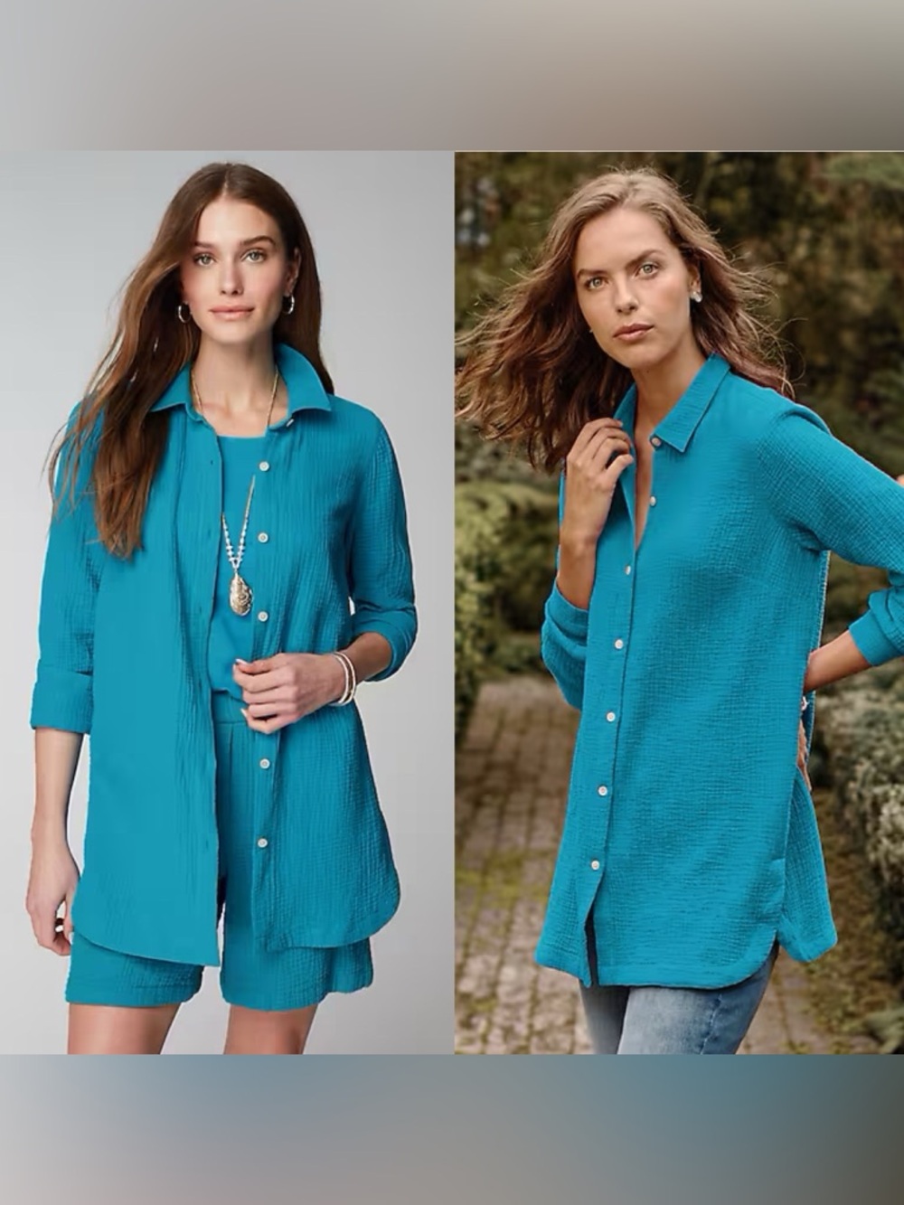 J. Jill Cotton Gauze Split-Hem Tunic Top